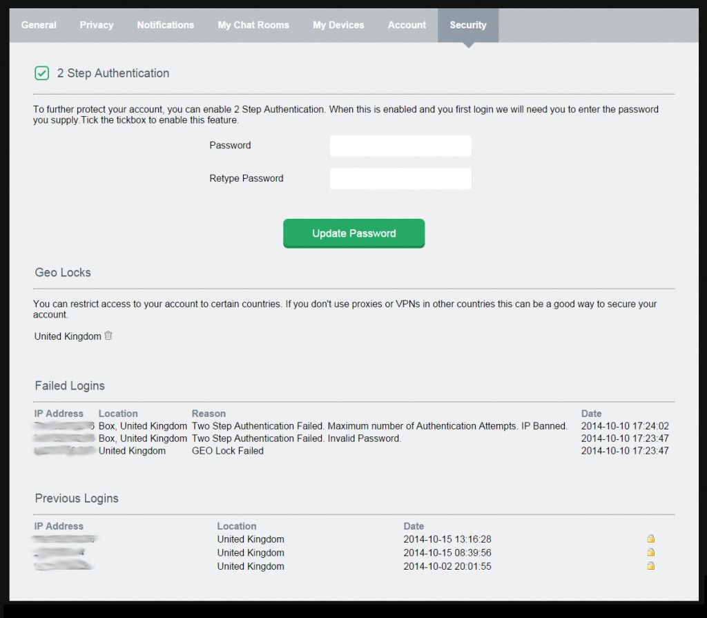 Two-Step Authentication and Geo-Locking